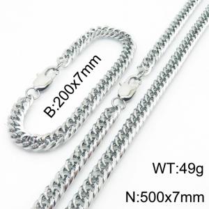 Simplified titanium steel double buckle chain 500 * 7mm steel color set - KS199764-Z