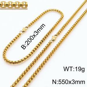 Popular titanium steel square pearl chain 550 * 3 gold set - KS199786-Z