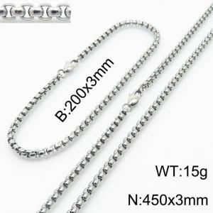 Popular titanium steel square pearl chain 450 * 3 steel color set - KS199791-Z