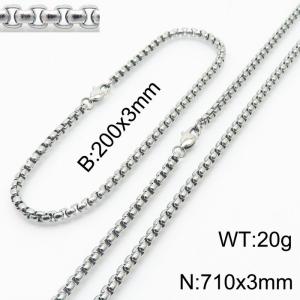 Popular titanium steel square pearl chain 710 * 3 steel color set - KS199796-Z