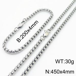 Popular Steel Color Square Pearl Chain 450 * 4 Titanium Steel Set - KS199805-Z