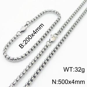 Popular Steel Color Square Pearl Chain 500 * 4 Titanium Steel Set - KS199806-Z