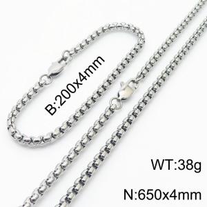 Popular Steel Color Square Pearl Chain 650 * 4 Titanium Steel Set - KS199809-Z