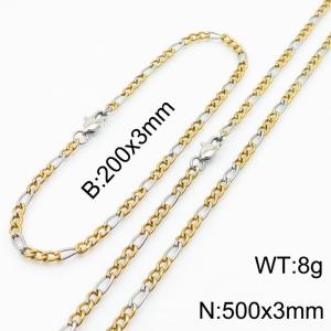 3mm Fashion simple color mix 3:1NK Chain Handmade chain bracelet Necklace two-piece set - KS199841-Z