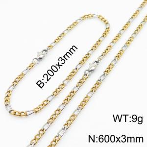 3mm Fashion simple color mix 3:1NK Chain Handmade chain bracelet Necklace two-piece set - KS199843-Z