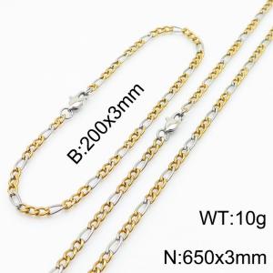 3mm Fashion simple color mix 3:1NK Chain Handmade chain bracelet Necklace two-piece set - KS199844-Z