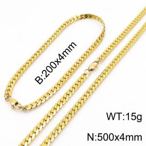 Trendy stainless steel encrypted NK chain 500 * 4mm gold set - KS200044-Z