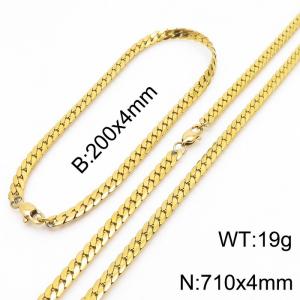 Trendy stainless steel encrypted NK chain 710 * 4mm gold set - KS200048-Z