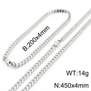 Trendy stainless steel encrypted NK chain 450 * 4mm steel color set - KS200050-Z