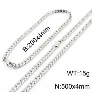 Trendy stainless steel encrypted NK chain 500 * 4mm steel color set - KS200051-Z