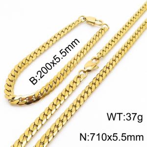 Trendy stainless steel encrypted NK chain 710 * 5.5mm gold set - KS200062-Z