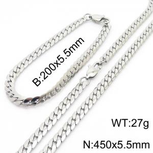 Trendy stainless steel encrypted NK chain 450 * 5.5mm steel color set - KS200064-Z