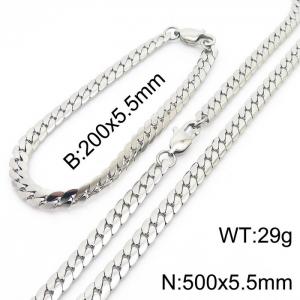 Trendy stainless steel encrypted NK chain 500 * 5.5mm steel color set - KS200065-Z