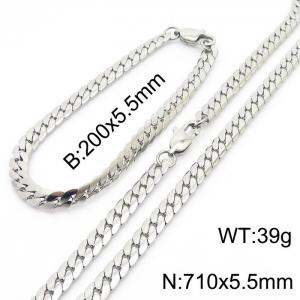 Trendy stainless steel encrypted NK chain 710 * 5.5mm steel color set - KS200069-Z