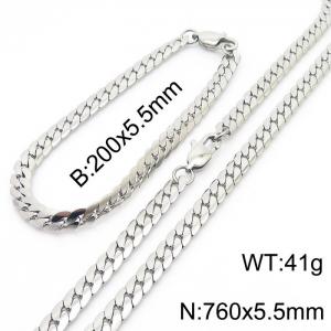 Trendy stainless steel encrypted NK chain 760 * 5.5mm steel color set - KS200070-Z