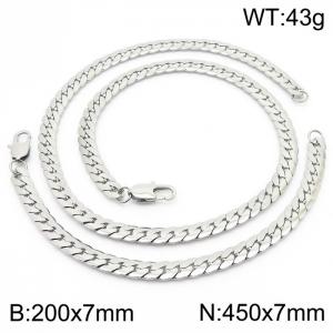 Trendy stainless steel encrypted NK chain 450 * 7mm steel color set - KS200078-Z