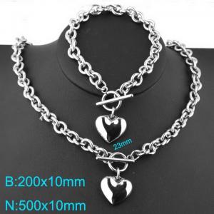 Stainless steel OT buckle heart shaped suit - KS200567-Z