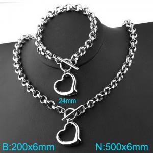 Stainless steel OT buckle heart shaped suit - KS200568-Z