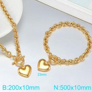 Stainless steel OT buckle heart shaped suit - KS200570-Z