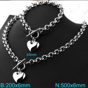 Stainless steel OT buckle heart shaped suit - KS200575-Z