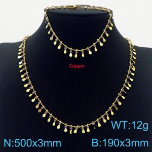 Fashion copper forehead chain multi-layer water drop chain women's bracelet necklace jewelry set - KS201054-Z