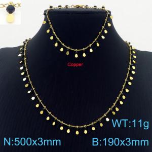 Fashion copper forehead chain multi-layer water drop chain women's bracelet necklace jewelry set - KS201057-Z