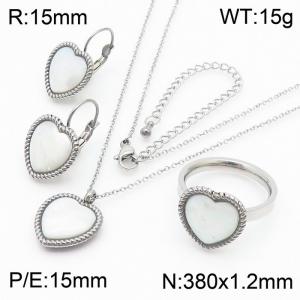 European and American trend French stainless steel  heart-shaped shell women's accessories combination set - KS201556-GC