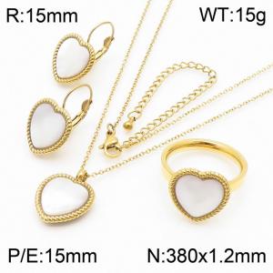 European and American trend French stainless steel  heart-shaped shell women's accessories combination set - KS201558-GC