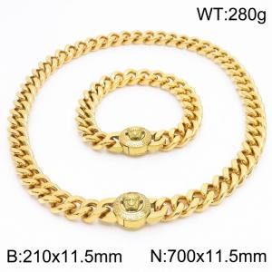 Personality Medusa Bracelet 70cm Necklace 18K Gold-plated Stainless Steel Thick Chain Jewelry Set - KS203151-Z