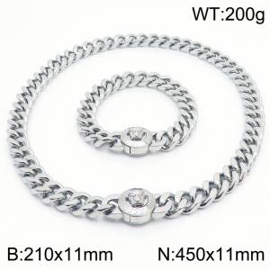 Personality Medusa Bracelet 45cm Necklace Vintage Stainless Steel Thick Chain Jewelry Set - KS203153-Z