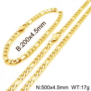 4.5mm stylish simple stainless steel NK Chain bracelet necklace two-piece set - KS203460-Z