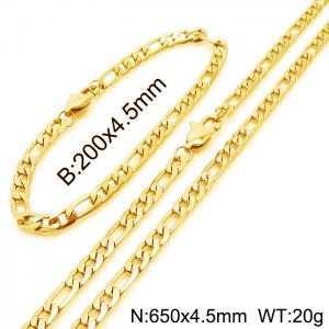 4.5mm stylish simple stainless steel NK Chain bracelet necklace two-piece set - KS203463-Z