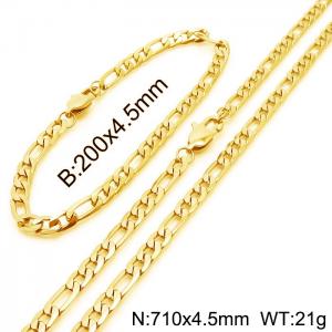 4.5mm stylish simple stainless steel NK Chain bracelet necklace two-piece set - KS203464-Z