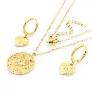 Sweet Heart Earring & Necklace Jewelry Set Women Stainless Steel 304 Gold Color - KS204195-YX