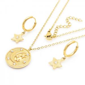 Stainless Steel Star Earring & Necklace Jewelry Set Women Gold Color - KS204197-YX