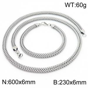 6mm Tennis Mesh Chain Necklace & Bracelet Jewelry Set Men Stainless Steel 304 Silver Color - KS204237-TK
