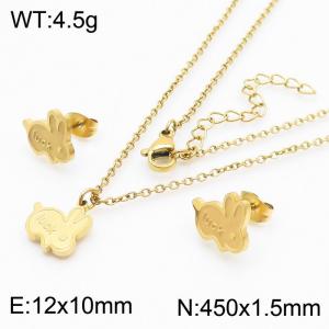 European and American fashion stainless steel bunny accessories Women's charm gold set - KS204743-TJG