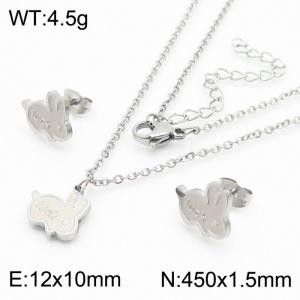 European and American fashion stainless steel bunny accessories Women's charm silver set - KS204744-TJG