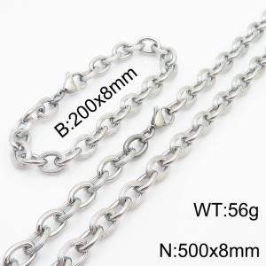 Japanese and Korean style stainless steel O-chain men's  bracelet necklace set - KS215142-Z