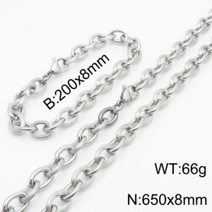 Japanese and Korean style stainless steel O-chain men's  bracelet necklace set - KS215145-Z