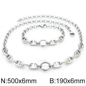 Stainless Steel Double-Style Chain Jewelry Set with 500mm Necklace&190mm Bracelet - KS215249-Z