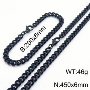 Hip Hop Versatile Double sided Grinding Cuban Chain Men's and Women's Bracelet Necklace 2-piece Set - KS215637-Z