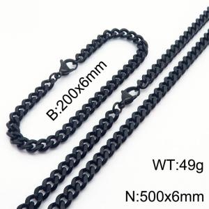 Hip Hop Versatile Double sided Grinding Cuban Chain Men's and Women's Bracelet Necklace 2-piece Set - KS215638-Z