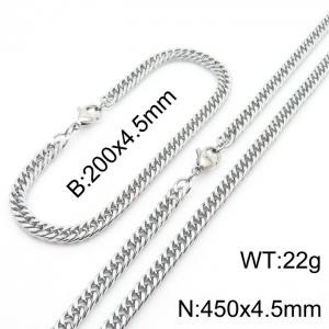 4.5mm Stainless Steel Cuban Chain Jewelry Set with 200mm Bracelet&450mm Necklace - KS215901-Z