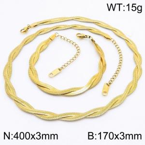 Two strand braided fishbone shaped stainless steel set - KS216076-WGMJ