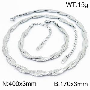 Two strand braided fishbone shaped stainless steel set - KS216077-WGMJ