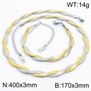 Two strand braided fishbone shaped stainless steel set - KS216078-WGMJ