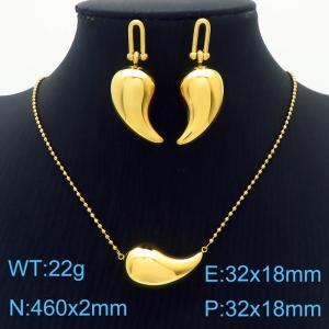 Stainless steel hollow water drop comma gold simple light luxury set woman - KS216339-KFC