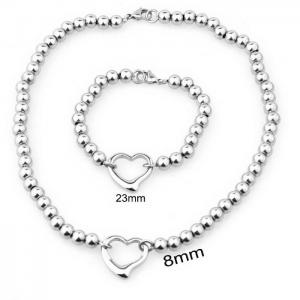 Stainless steel 8mm steel ball heart-shaped set - KS216558-Z