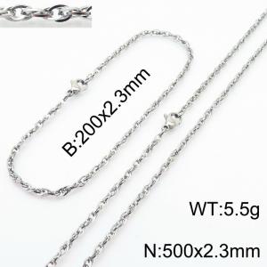 2.3mm Link Silver Chains Wholesale Beacelet Necklace Stainless Steel Rope Chain 500mm Jewelry Set - KS216713-Z